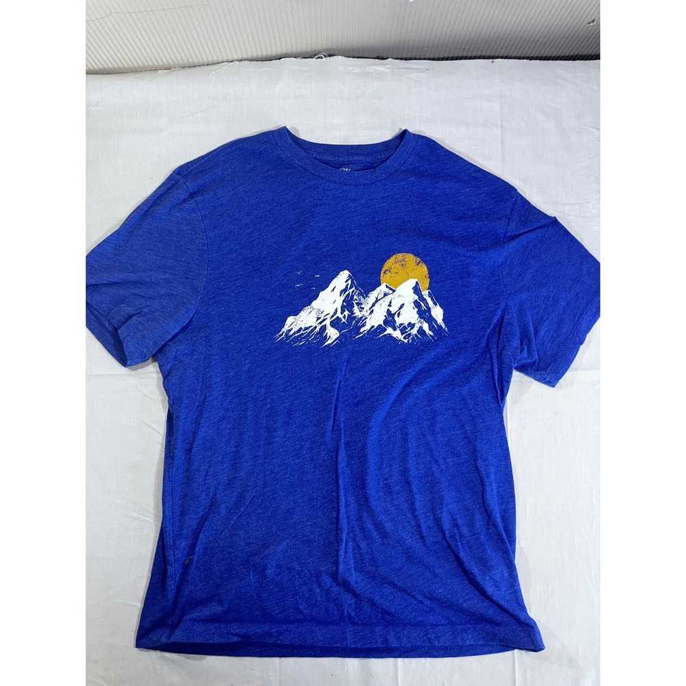 J.Crew Re-Imagined‎ Mens Medium Heather Blue Mountain Graphic T-Shirt M